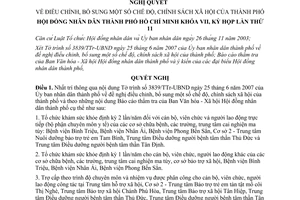 Nghị quyết 03/2007/NQ-HĐND bổ sung chế độ, chính sách xã hội của thành phố