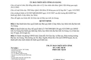 Quyết định 32/2007/QĐ-UBND dạy, học thêm trên địa bàn tỉnh An Giang