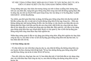 Chỉ thị số 17/2007/CT-UBND quản lý đầu tư xây dựng giao thông Bến Tre