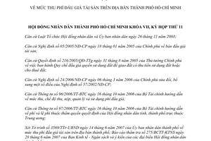 Nghị quyết 11/2007/NQ-HĐND mức thu phí đấu giá tài sản trên địa bàn thành phố Hồ Chí Minh