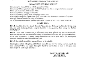 Quyết định 79/2007/QĐ-UBND chế độ thông tin báo cáo tiếp công dân giải quyết khiếu nại tố cáo công tác thanh tra phòng chống tham nhũng tỉnh Nghệ An