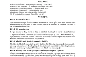 Nghị định 115/2007/NĐ-CP điều kiện kinh doanh dịch vụ vận tải biển