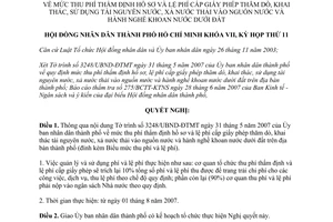 Nghị quyết 08/2007/NQ-HĐND mức thu phí thẩm định hồ sơ và cấp giấy phép thăm dò,khai thác,sử dụng nước,xả nước thải vào nguồn nước,khoan nước dưới đất