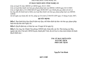 Quyết định 80/2007/QĐ-UBND quy chế thẩm định dự thảo văn bản quy phạm pháp luật tỉnh Nghệ An