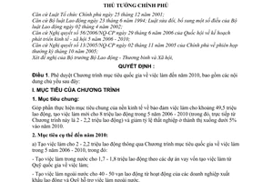 Quyết định 101/2007/QĐ-TTg phê duyệt Chương trình mục tiêu quốc gia việc làm đến năm 2010