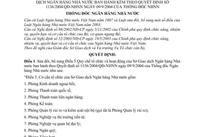 Quyết định 34/2007/QĐ-NHNN Quy chế tổ chức hoạt động Sở Giao dịch Ngân hàng Nhà nước sửa đổi Quyết định 1136/2004/QĐ-NHNN