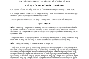 Quyết định 810/QĐ-UBND 2007 thành lập Trung tâm bảo trợ xã hội Hà Nam