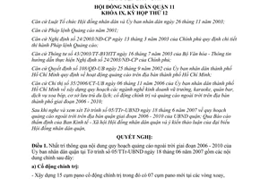 Nghị quyết 04/2007/NQ-HĐND quy hoạch quảng cáo ngoài trời Quận 11 2006-2010