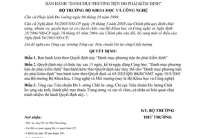 Quyết định 13/2007/QĐ-BKHCN Danh mục phương tiện đo phải kiểm định