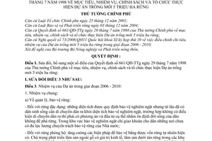 Quyết định 100/2007/QĐ-TTg mục tiêu nhiệm vụ chính sách tổ chức thực hiện Dự án trồng mới 5 triệu ha rừng sửa đổi Quyết định 661/QĐ-TTg