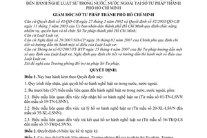 Quyết định 308/QĐ-STP-BTTP Quy trình tiếp nhận, giải quyết hồ sơ biểu mẫu liên