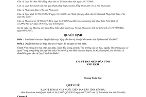 Quyết định 963/2007/QĐ-UBND Quy chế bảo vệ bí mật Nhà nước Yên Bái