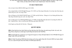 Quyết định 39/2007/QĐ-UBND thực hiện nếp sống văn minh trong việc cưới việc tang lễ hội Thanh Hóa