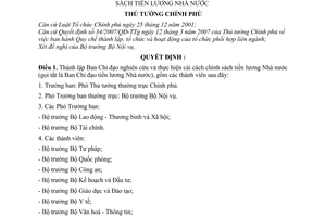 Quyết định 858/QĐ-TTg thành lập Ban Chỉ đạo nghiên cứu thực hiện cải cách chính sách tiền lương Nhà nước