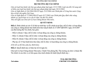 Quyết định 2328/QĐ-BTC đính chính Quyết định 27/2007/QĐ-BTC sai sót số thứ tự trình bày lỗi chính tả Quy chế tổ chức hoạt động công ty chứng khoán