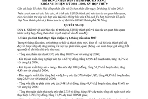 Nghị quyết 51/2007/NQ-HĐND nhiệm vụ kinh tế - xã hội 6 tháng cuối năm 2007 do