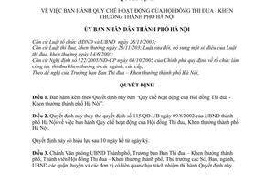 Quyết định 78/2007/QĐ-UBND quy chế hoạt động hội đồng thi đua khen thưởng thành phố Hà Nội