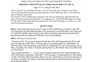 Nghị quyết 12/2007/NQ-HĐND bổ sung nội dung tiêu đề và đoạn đầu Điều 1 của Nghị quyết 10/2007/NQ-HĐND