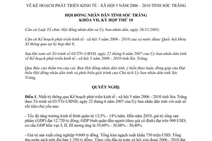 Nghị quyết 02/2007/NQ-HĐND kế hoạch phát triển kinh tế xã hội 2006 2010 Sóc Trăng
