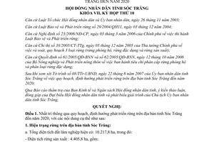 Nghị quyết 07/2007/NQ-HĐND quy hoạch định hướng phát triển rừng Sóc Trăng đến 2020