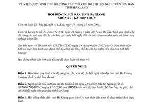 Nghị quyết 01/2007/NQ-HĐND chế độ công tác phí chế độ chi hội nghị Hà Giang