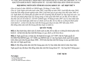 Nghị quyết 09/2007/NQ-HĐND quy định chính sách ưu đãi, hỗ trợ đầu tư và khuyến khích phát triển kinh tế - xã hội tỉnh Hà Giang