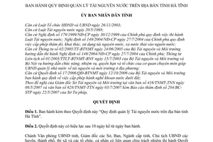Quyết định 31/2007/QĐ-UBND quản lý Tài nguyên nước trên địa bàn tỉnh