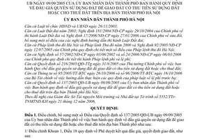 Quyết định 81/2007/QĐ-UBND bổ sung 137/2005/QĐ-UB giá quyền sử dụng giao đất có thu tiền sử dụng cho thuê  địa bàn thành phố Hà Nội