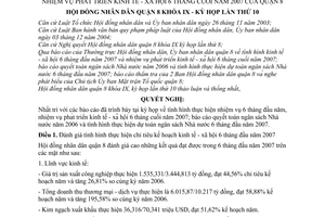 Nghị quyết 08/2007/NQ-HĐND tình hình thực hiện chỉ tiêu kinh tế - xã hội 6 tháng đầu và nhiệm vụ phát triển kinh tế - xã  hội 6 tháng cuối 2007 quận 8
