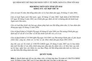 Nghị quyết 07/2007/NQ-HĐND hỗ trợ nhân viên y tế thôn tỉnh Yên Bái