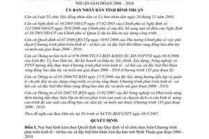 Quyết định 36/2007/QĐ-UBND phát triển kinh tế xã hội xã đặc biệt khó khăn Bình Thuận