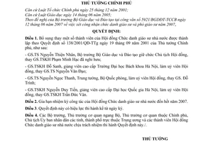 Quyết định 882/QĐ-TTg bổ sung thành viên gia hạn nhiệm kỳ công tác Hội đồng chức danh giáo sư nhà nước