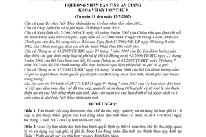 Nghị quyết 02/2007/NQ-HĐND  mức thu, chế độ thu, nộp, quản lý sử dụng phí