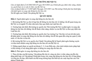 Quyết định 07/2007/QĐ-BNV phát ngôn cung cấp thông tin báo chí