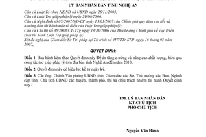 Quyết định 2429/QĐ-UBND.NC đề án tăng cường nâng cao chất lượng, hiệu quả công tác trợ giúp pháp lý tỉnh Nghệ An đến năm 2010
