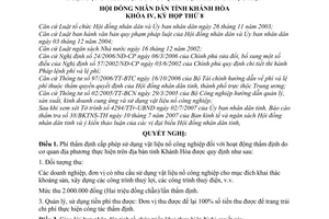 Nghị quyết 16/2007/NQ-HĐND phí thẩm định cấp phép sử dụng vật liệu nổ công nghệp
