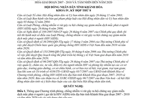 Nghị quyết 17/2007/NQ-HĐND Chương trình phòng, chống nhiễm vi rút gây ra hội
