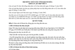 Nghị quyết 33/2007/NĐ-HĐND giảm một số khoản đóng góp của nông dân Khánh Hòa