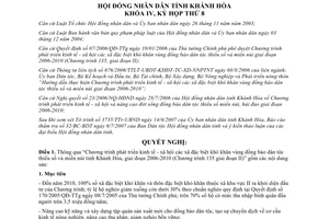 Nghị quyết 18/2007/NQ-HĐND phát triển kinh tế xã hội vùng khó khăn dân tộc thiểu số Khánh Hòa 2006-2010