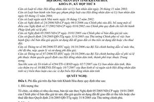 Nghị quyết 30/2007/NQ-HĐND  phí đấu giá trên địa bàn tỉnh Khánh Hòa