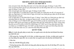 Nghị quyết 23/2007/NQ-HĐND lệ phí cấp giấy phép xả nước thải vào nguồn nước