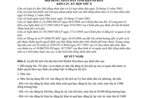 Nghị quyết 26/2007/NQ-HĐND lệ phí hộ tịch trên địa bàn tỉnh Khánh Hòa