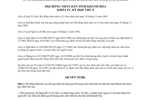 Nghị quyết 32/2007/NQ-HĐND thẩm định báo cáo kết quả thăm dò đánh giá trữ lượng nước dưới đất Khánh Hòa
