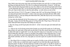 Chỉ thị 18/2007/CT-UBND xây dựng kế hoạch phát triển kinh tế xã hội dự toán ngân sách thành phố Hồ Chí Minh năm 2008