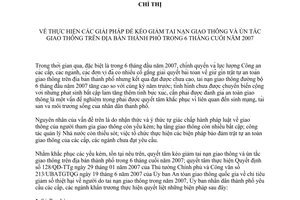 Chỉ thị 19/2007/CT-UBND giải pháp giảm tai nạn giao thông ùn tắc giao thông địa bàn Hồ Chí Minh 6 tháng cuối năm 2007