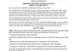 Nghị quyết 06/2007/NQ-HĐND chức danh phụ cấp lực lượng Bảo vệ dân phố Quảng Ngãi