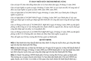 Quyết định 40/2007/QĐ-UBND tuyển chọn gọi công dân nhập ngũ Đà Nẵng