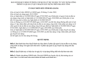 Quyết định 1933/2007/QĐ-UBND phân cấp quản lý dự án đầu tư