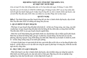 Nghị quyết 114/2007/NQ-HĐND Quy hoạch tổng thể đơn vị hành chính cấp huyện cấp xã Phú Thọ 2020