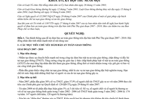 Nghị quyết 118/2007/NQ-HĐND đảm bảo trật tự an toàn giao thông giai đoạn 2007-2010 Phú Thọ